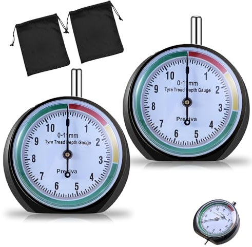 2 Piezas Medidor Profundidad Neumaticos, Medidor de Profundidad de Dibujo de Neumáticos Codificado por Colores, Rango de Medición 0-11 mm, Universal Codificado por Colores para Moto, Camión, Coche