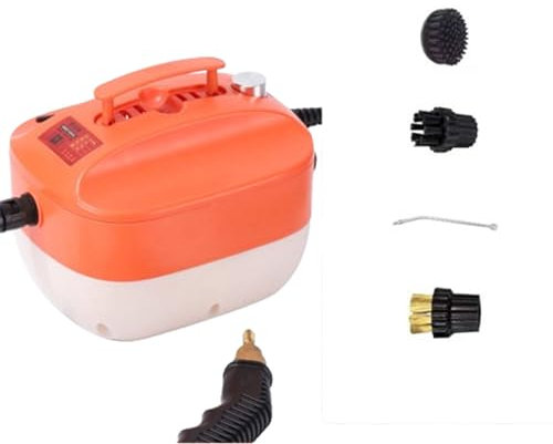 Limpiador a vapor multifuncional de 1500W, limpiador portátil de alta temperatura para limpieza a vapor de cocina, hogar y coche,Orange