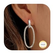 Dochais S925 Sterling Silber Post Creolen Ohrringe Doppelkreis mit Zirkonia, Gold/Silber Hängend Ohrringe, Doppelkreis Ohrstecker Hypoallergene Chunky Schmuck als Geschenke für Damen