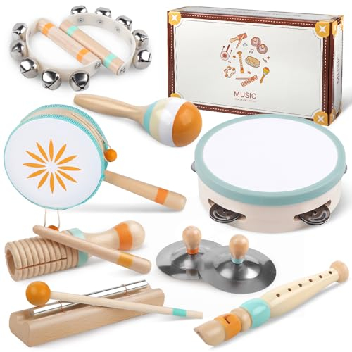 Instruments de Musique pour Tout-Petits, Jouets musicaux Montessori pour bébés, Instruments pour garçons et Filles de 1 an, Cadeau de Noël et d'anniversaire pour Enfants de 1 à 3 Ans (8 in 1)