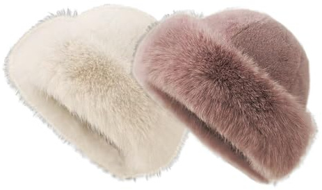 Katutude Chapeau en Fausse Fourrure Bonnet d'hiver Chaud Épais Chapka en Fourrure Doux Bonnet en Fausse Fourrure Chapka Femme Hiver Chapeau en Peluche Beanie Hiver Casquette Moderne pour Femme