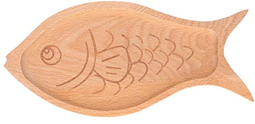 Aladeno Holzteller in Fischform, mehrkörnig, kreatives Obst-Dessert-Tablett, Tischbox, Bonbonniere, dekoratives Holztablett, fischförmige Holzplatte, Ornament für Zuhause, Festival