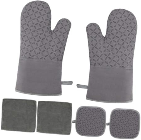 PAMINGONO Insulated Gloves for Oven and Pot Holder Non-slip Silicone Kitchen Gloves Heat Resistant Cooking Tools for Baking and Grilling Safety