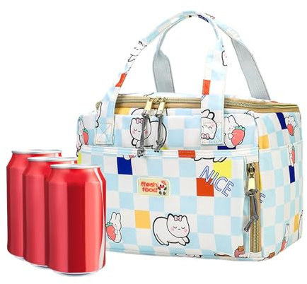 Ghjkldha Bolsa de almuerzo de dibujos animados, lonchera para niños, lonchera a prueba de fugas, bolsa de almuerzo escolar con diseño de gato, bolsa de almuerzo escolar aislada, bolsa de almuerzo