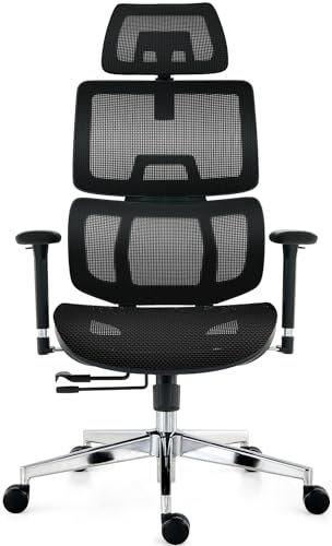 TONFARY Ergonomischer Bürostuhl, Hoher Rücken Netz Schreibtischstuhl mit Lendenwirbelstütze, Neigbarer Gaming-Stuhl Verstellbare 3D Armlehne Kopfstütze, Großer und hoher Drehbarer Computerstuhl, 150KG