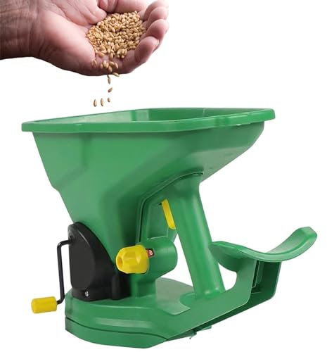 ERSINIAN Tragbarer Saatgutstreuer, 1,5 l Fassungsvermögen, Streuwagen für den Garten, 5-Gang-Einstellung, für kleine Bauernhöfe im Garten-Rasenbereich, Handsämaschine, Kraftstreuer