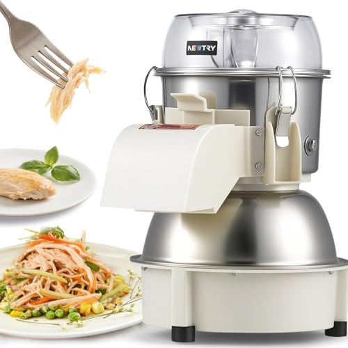 NEWTRY Trituradora eléctrica de pechuga de pollo de 80 kg/h, máquina trituradora automática de carne cocinada comercial para restaurante