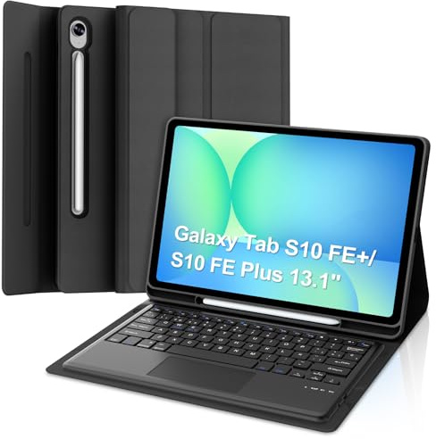 FOGARI Teclado con Trackpad para Samsung Tab S10 FE+/S10 FE Plus 13.1 2025 | Funda para Galaxy Tab S10 FE Plus con Español Ñ Bluetooth Teclado con Touchpad para Tablet Samsung Tab S10 FE+ 13.1, Negro