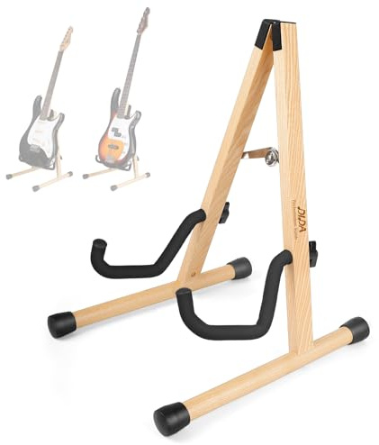 DIDA Bodenständer für E-Gitarre, Bassgitarrenständer, tragbarer Gitarrenständer mit rutschfestem Gummi und gepolstertem Schaumstoff (Ash Wood)