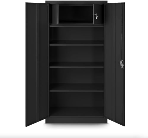 Jan Nowak Aktenschrank Büroschrank Metall mit Schließfach, 185x90x45 cm | Ordnerschrank, Dokumentenschrank, Archivschrank für 48 Ordner, 3 Fachböden je 50 kg, separates Schließfach, 3-Punkt-Schloss