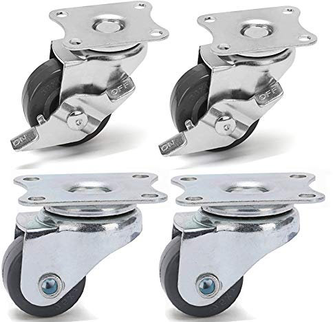 Juego de 4 Ruedas giratorias para Trabajo Pesado, Base de Goma, Ruedas giratorias para Muebles de 1,5 Pulgadas o 2 Pulgadas con Placa giratoria, Capacidad de 140 kg, roda