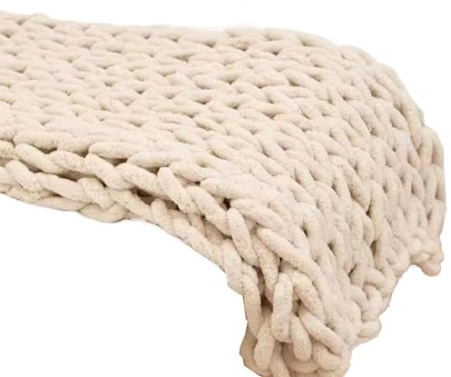 Licsaliwe Couverture en Tricot épais, Couverture au Crochet en Chenille Douce pour Le Bureau à domicile/20x20 Pouces