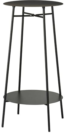WELL HOME MOBILIARIO & DECORACIÓN Mesa Auxiliar de Hierro 2 Niveles en Color Negro Ø35x60cm