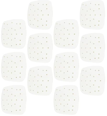UKCOCO Papier Sulfurisé pour Friteuse à Air 21x21 Cm Perforé, Lot de 100 Feuilles, Antiadhésif Résistantes Haute Température, Compatible Cuisson Maison Quotidien