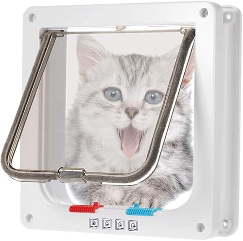 Kattlucka, Innerdörr, Med Chipigenkänning, 4-vägs Magnetisk Stängning, Hundlucka Chip, Tunnel(Weiß,Small)