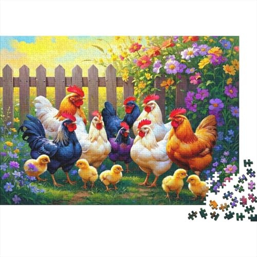 Bauernhof Hühner Mini 1000 Teile Puzzle Papier Erwachsene Gartenzaun Mini Puzzle für Erwachsene Entspannung Familienspiel 38x26cm/1000pcs