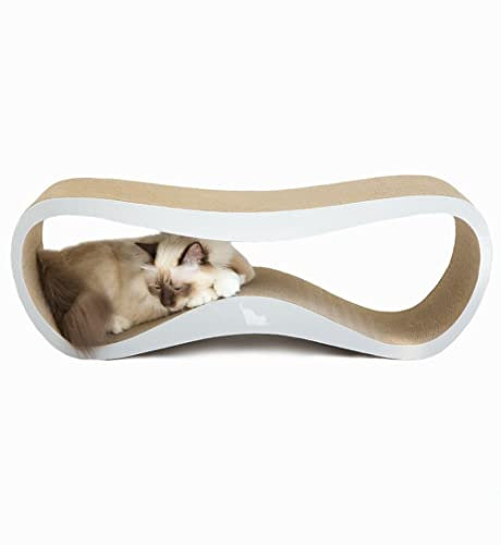 myKotty Design Kratzbank LUI – für natürliche Kratzbedürfnisse & Möbelschutz – Wellpappe Kratzbrett für alle Katzen zum Spielen, Schlafen, Kratzen – sicher & ungiftig – 75x25x26 cm – Grau
