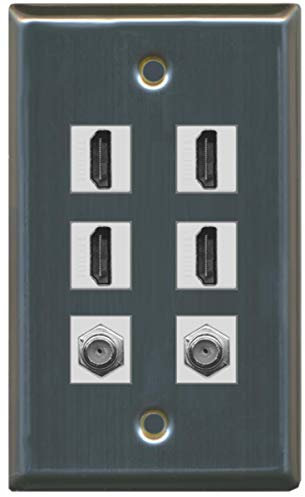 Riteav – 4 HDMI 2 – Cavo coassiale TV F Port parete piastra Stainless Steel/Gray