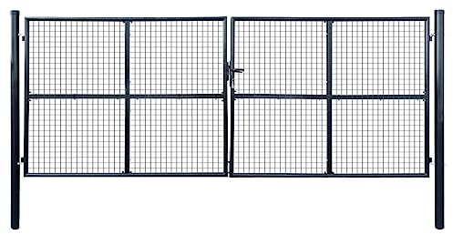 vidaXL Cancello da Giardino in Rete di Acciaio zincato 415x150 cm Grigio