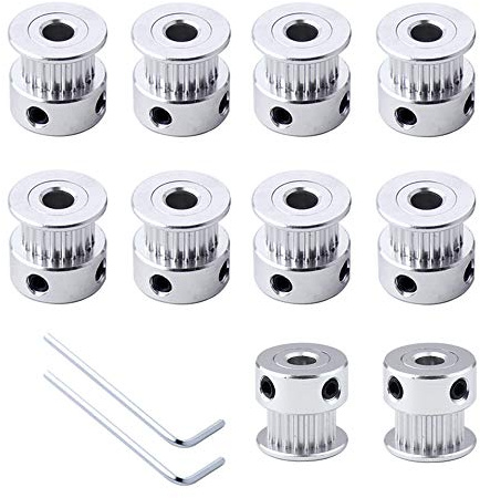FULARR® 10Pcs Premium Aluminio GT2 Correa Dentada Polea, 20 Dientes 5mm Diámetro GT2 Sincronización Polea, para Impresora 3D 6mm Ancho Correa Dentada