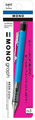 Tombow Mono Graph Mechanical Pencil Neon Color | 0.3mm | Neon Blue
