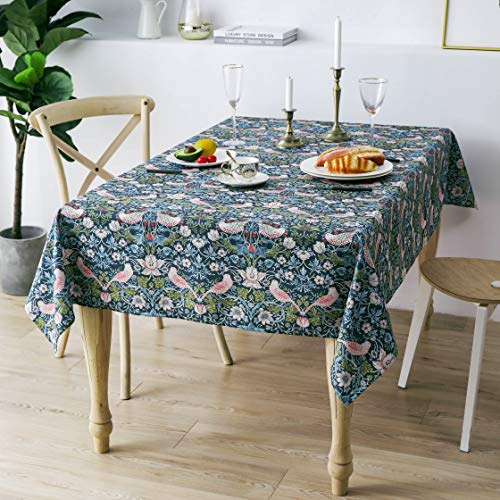 Obal William Morris rektangulär bordsduk i originell design avtorkningsbar vattentålig bordsduk för kök, matsal och bordsdekoration tvättbar 260 cm x 152 cm (jordgubbstjuv)