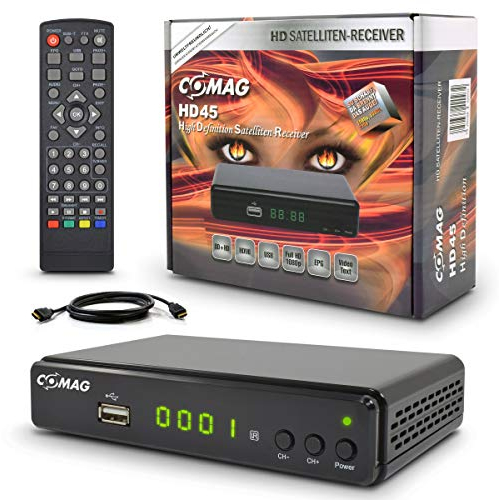 Comag HD 45 digitaler HD SAT Receiver (HDTV, DVB-S2, HDMI, 1080p, SCART, USB Mediaplayer, Full HD, Astra vorinstalliert) - schwarz