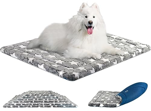 KROSER Hundebett 106x71cm, Hundedecke, Hundekissen XL Wendbare Hundematte Sommer und Winter, Weiches Hundekissen für Grosse Hunde bis zu 41 Kg Grau