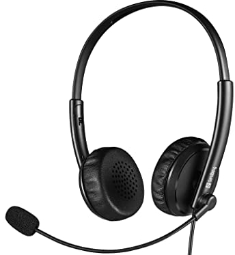 Sandberg 2in1 Office Headset Jack+USB 126-21, Auriculares de Oficina con Micrófono, Negro, Alámbrico, Circumaurales, Control de Volumen, USB + Jack 3.5mm, Office/Call Center