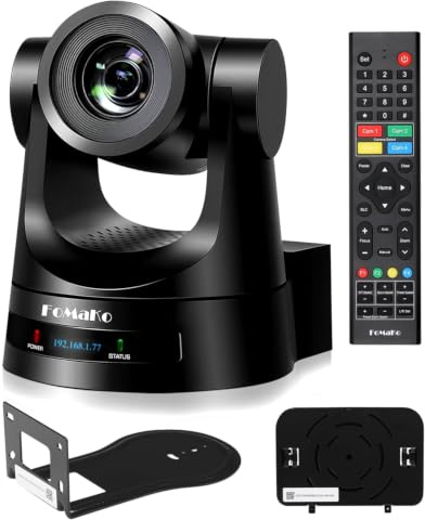 FoMaKo SDI PTZ Kamera, KI-Auto-Tracking Gen 3, 20x Optischer Zoom 1080P 60FPS, mit 3G-SDI/HDMI/USB3.0/LAN(PoE), für Live-Gottesdienst, Bildung, YouTube OBS vMix Streaming (FMK20SDI Pro Schwarz)