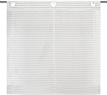 Home fashion / Raffrollo aus transparentem Halborganza, mit Querstreifen,|JÖRG| 091988-2407 | GRÖSSE 130 X 95 cm/Taupe