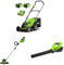 Greenworks Le kit combiné Tondeuse, Coupe-Herbe et souffleur40V 35cm Comprend Une Batterie et Un Chargeur 2X2Ah