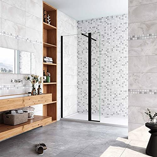 AICA paroi de douche 60x30x200cm paroi de douche à l'italienne avec un retour pivotant 30cm en 8mm verre anticalcaire avec une barre de stabilisation extensible