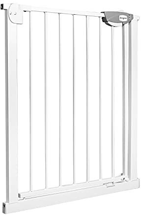 Aufun Türschutzgitter Treppenschutzgitter für Kinder Auto-Close Baby Treppengitter Türgitter, ohne Bohren, 180° Zweiwegeöffnung(75-85 cm, Weiß)