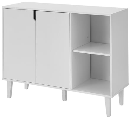 Panana Kitchen Buffet Cabinet Storage Sideboard with 2 Doors 2 Shelves, 41.8 L x 15 W x 32.5 H (White)