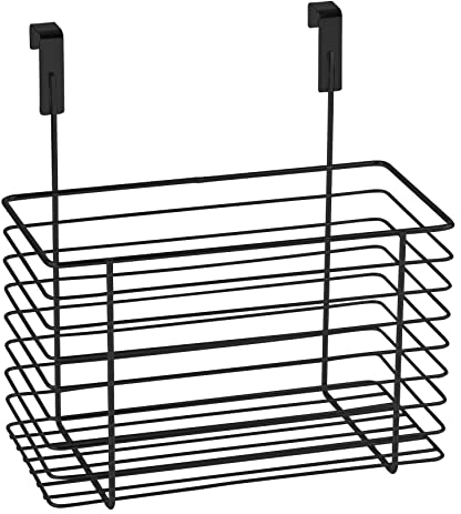WENKO Einhängekorb Groß, Organizer zum Einhängen an Schranktür oder Schublade, Korb aus Metall, 24 x 24,5 x 15 cm, Schwarz