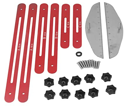 Stair Tread Template Tool Set, Adjustable Stair Tread Gauge Tool, 11In to 60In, Stair Layout Gauge, Shelf Layout Tool, Jig Gauge Scribe Tool for Stairs, Risers, Shelf, Closet Shelves(Red)