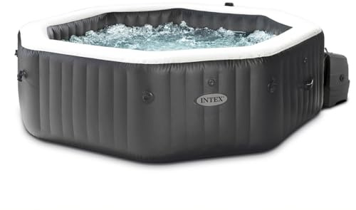 Intex Kit Spa Gonflable PureSpa Carbone octogonal Bulles et Jets 4 Places + 5 kg de sel