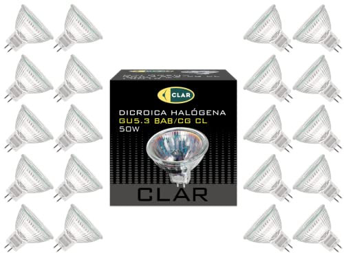 CLAR - Ampoule 12V 50W, Ampoule Halogène, Lampes Halogène, Lampe Halogène, Spot Halogène, Spot 12V, Spot Halogène, Projecteurs 12V (Pack 20)