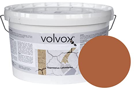ecotec Naturfarben GmbH Volvox Espressivo Lehmfarbe - Wandfarbe matt - hohe Deckkraft - streichfertige Naturfarbe PG B backsteinrot 10 L