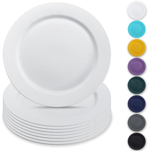 Berglander platos de plástico de 8 piezas 25cm, reutilizables planos platos para ensaladas, tazones para pasta, Fácil de llevar para el hogar, el jardín, el picnic, el camping, al aire libre