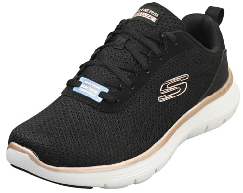 Skechers Women's Flex Appeal 5.0 Uptake, Black Mesh Rose Gold Trim, 6 UK