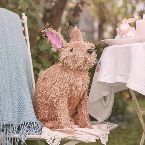 Lights4fun Conejo Decoración de Pascua de 36 cm con LED Blanco Cálido y Temporizador para Interiores y Exteriores