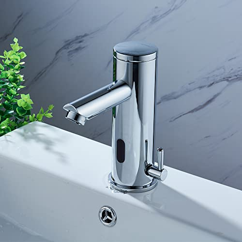 Automatico Sensore Infrarosso Rubinetto Bagno Senza Contactless Miscelatore Miscelatore Ottone Cromato Valvole in Ceramica per Cucina, Bagno, Toilette Rubinetto Automatico Acqua Fredda e Calda
