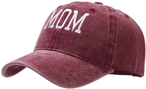 XYIYI Vintage Gewaschen Distressed Baseball Cap Einstellbare Baumwolle Dad Hat für Frauen Männer, Mom Wein, Einheitsgröße