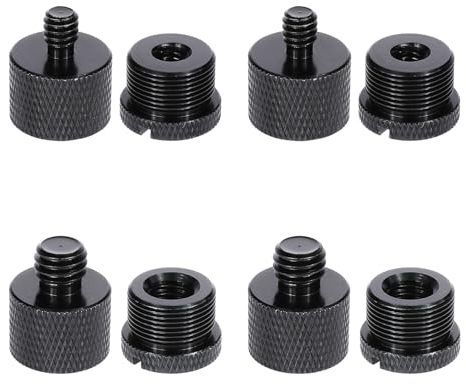 Molain 8 Stück Mikrofonständer Adapter, Gewindeadapter, Mic Stand Adapter, 5/8 Buchse auf 3/8 Stecker, 3/8 Buchse auf 5/8 Stecker, 5/8 Buchse auf 1/4 Stecker und 1/4 Buchse auf 5/8 Stecker(Schwarz)