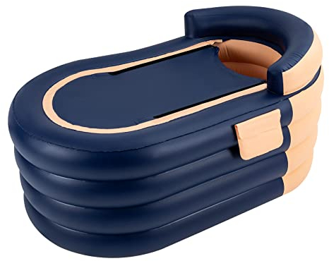 LENDISIY Uppblåsbart badkar, hopfällbart bärbart badkar med luftpump, mobilbadkar för dusch och vuxna, uppblåsbart badhus, pool