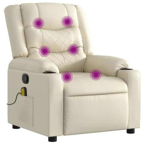 vidaXL Massagefåtölj krämfärgad konstläder