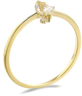 Stfery Ring Gold 750 18 Karat Ringe für Damen Marquise Kristall Ehering für Frauen