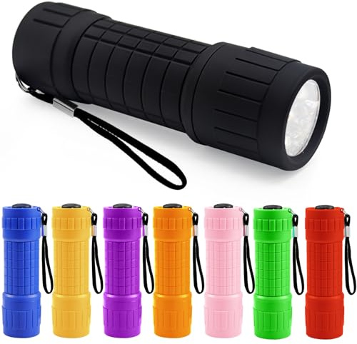 Joycabin 8 Stück Mini LED Taschenlampen mit Lanyard und 24 AAA Batterien | kleine LED Taschenlampe Handlampe für Camping, Wandern, Notfälle, Kindergeburtstage, Schatzsuche und Outdoor-Aktivitäten
